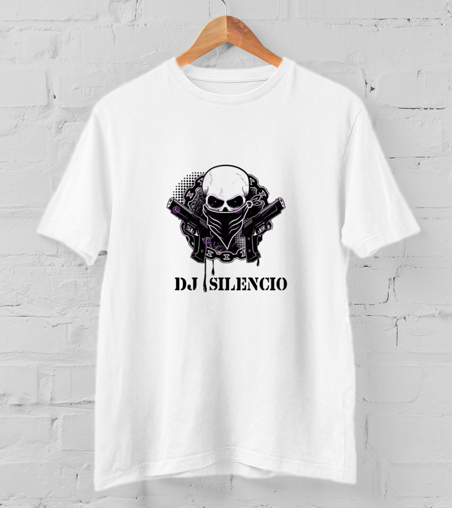 DJ Silencio Skull Bandana Guns Chains T-Shirt