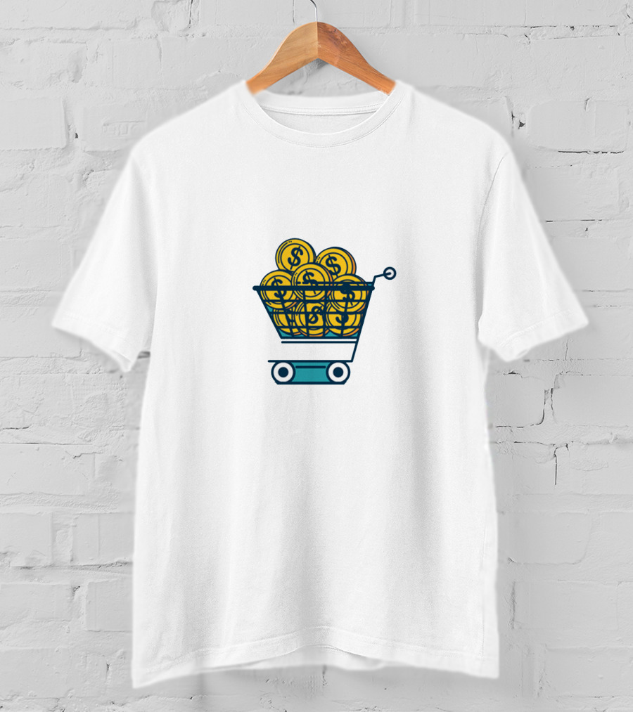 Cart Abandonment Shopping Cart Filled With Dollar Coins T-Shirt