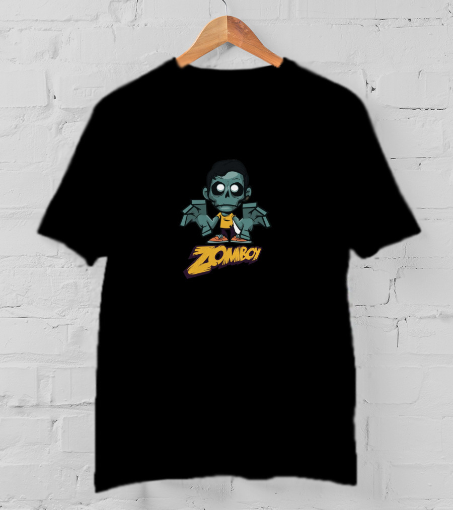 Zomboy Cartoon Character With Yellow Shirt And Green Wings T-Shirt