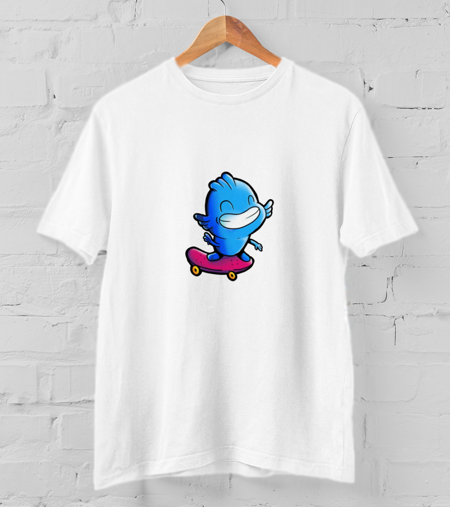Gawx Blue Character Skateboarding Adventures T-Shirt