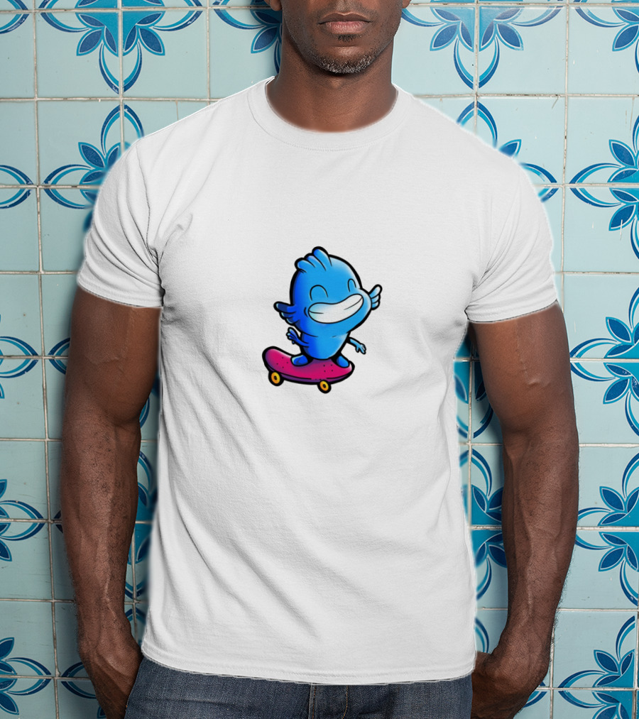 Gawx Blue Character Skateboarding Adventures T-Shirt