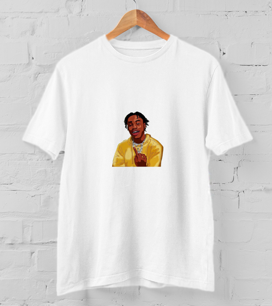 Lil Tjay Yellow Jacket Cartoon Pose T-Shirt