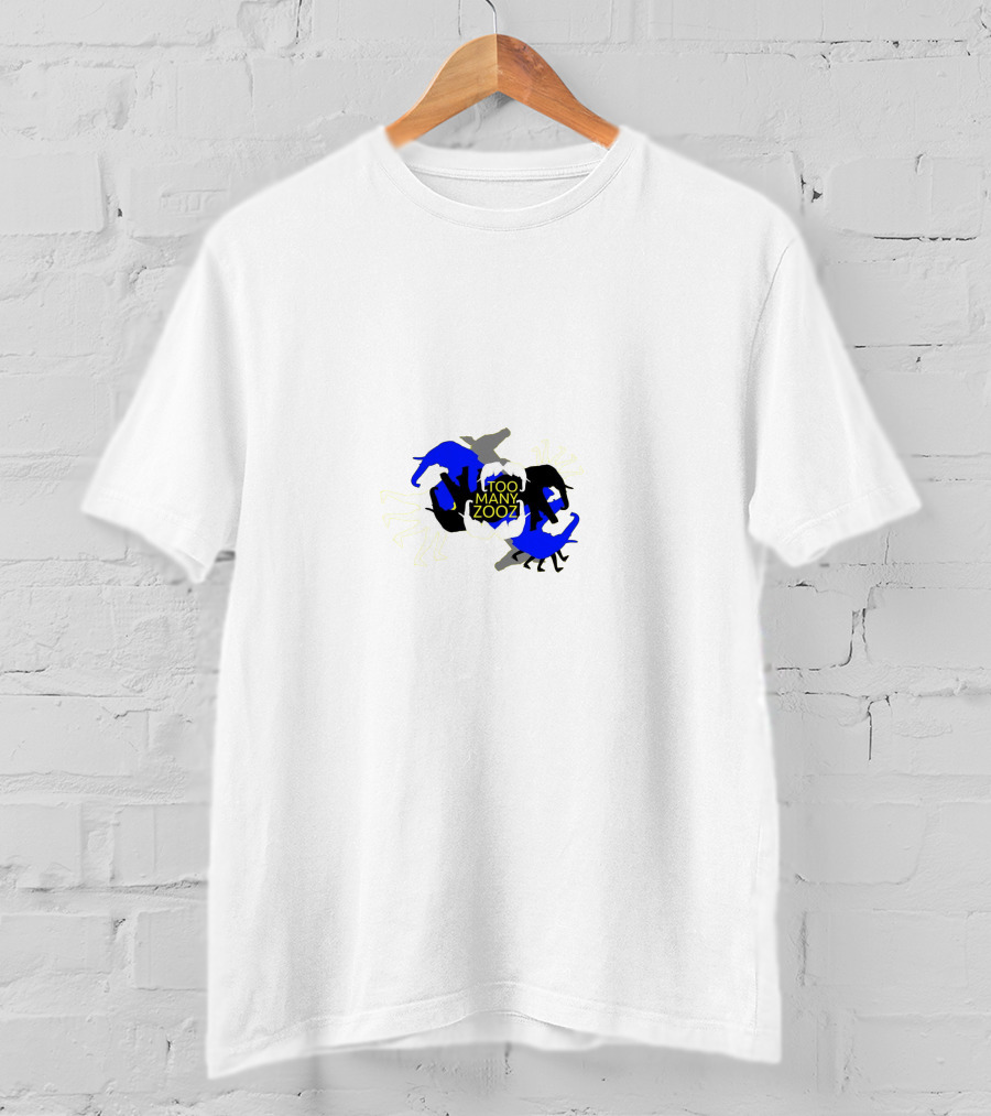 Too Many Zooz Animal Silhouettes In Blue And Black T-Shirt