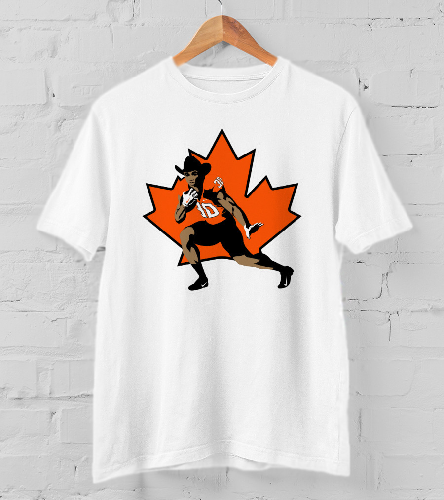 Chuba Hubbard Cowboy Football Player Maple Leaf T-Shirt