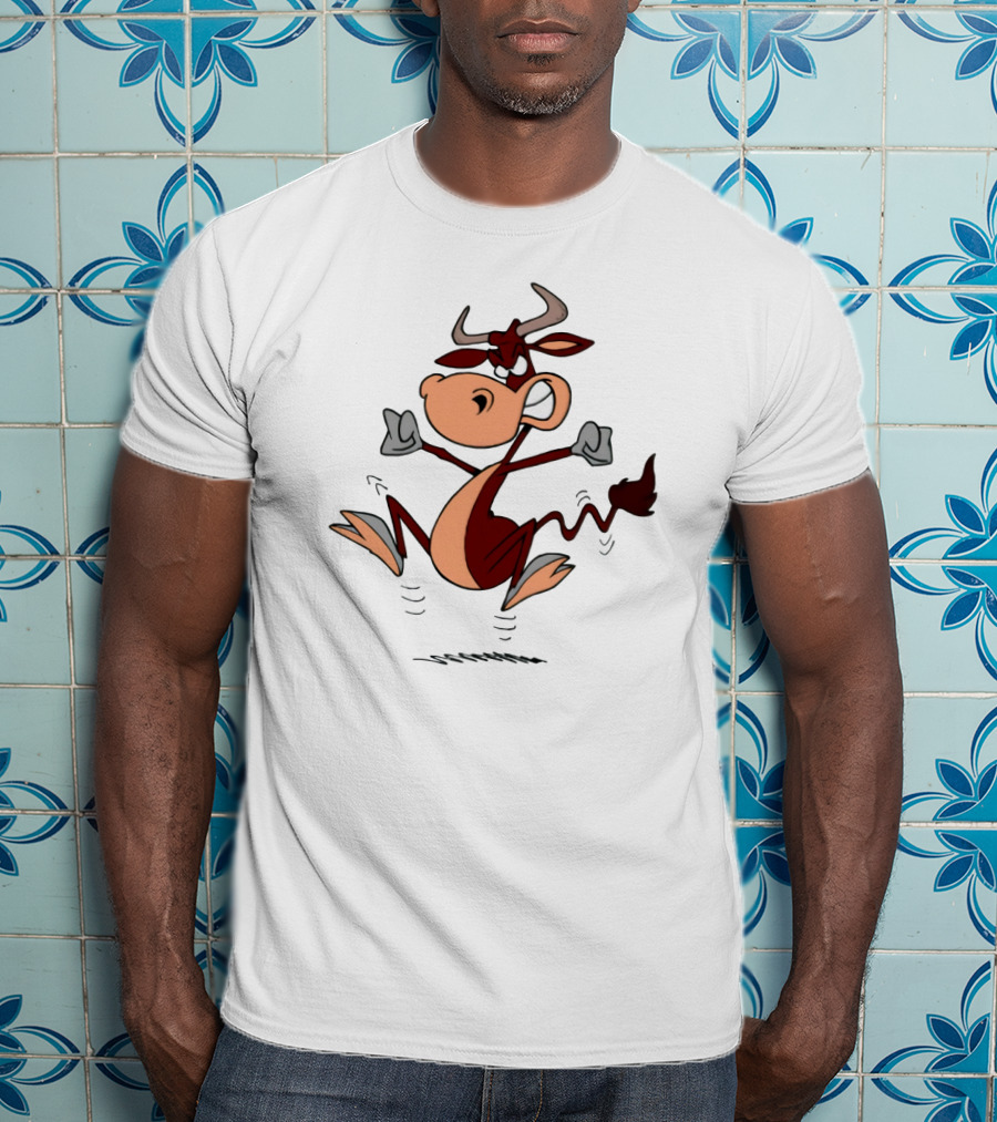CowFartt Cartoon Jumping Angry Bull T-Shirt