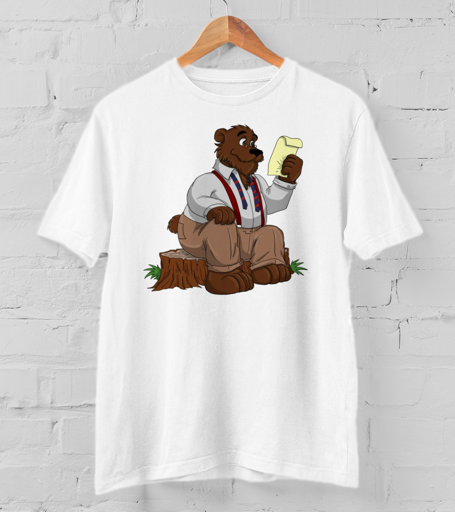 Papa Bear Reading Note Iconic Cartoon T-Shirt