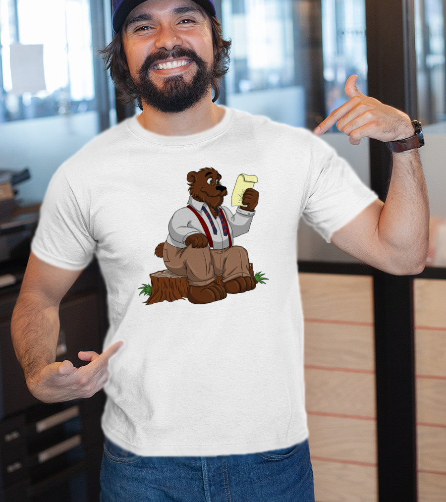 Papa Bear Reading Note Iconic Cartoon T-Shirt
