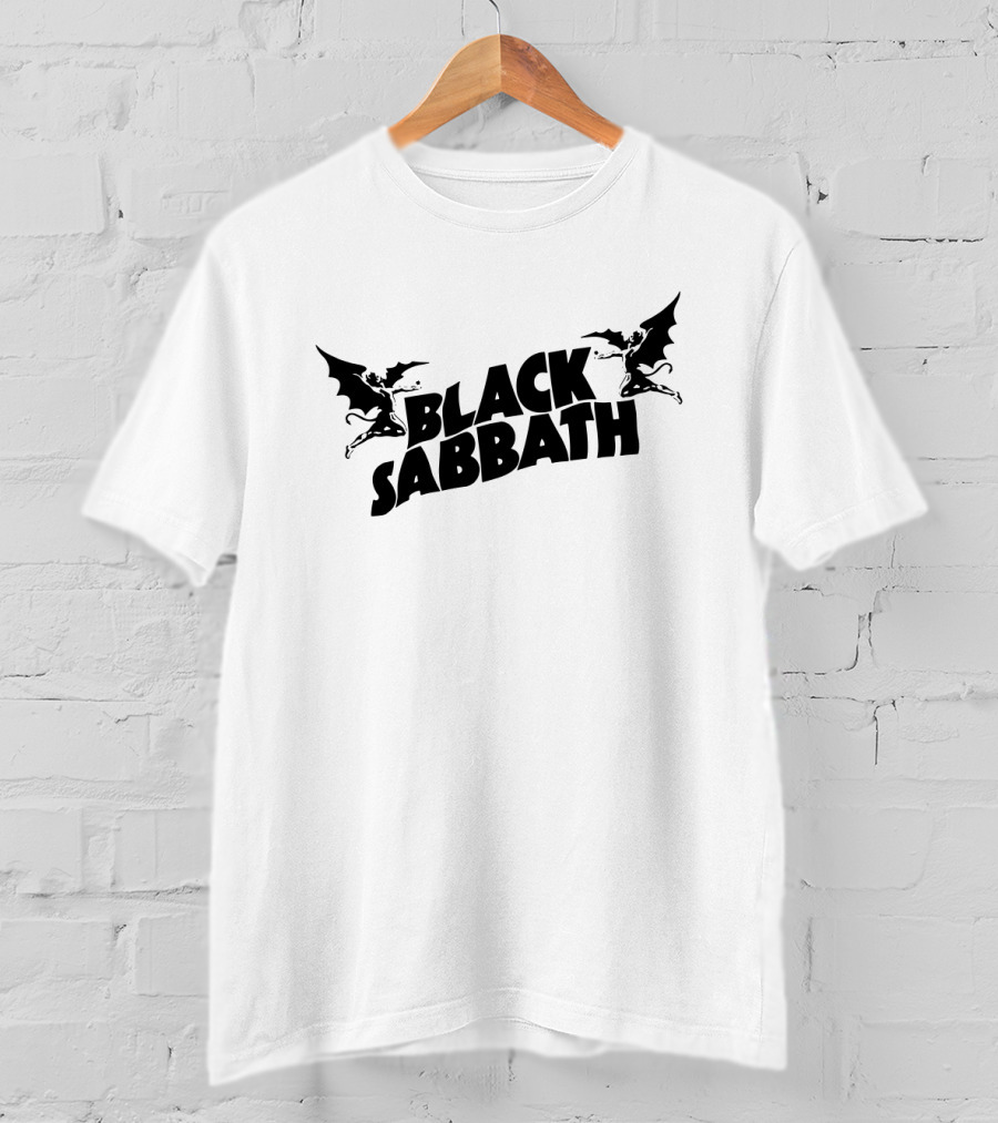 Black Sabbath Logo With Flying Demon Figures T-Shirt
