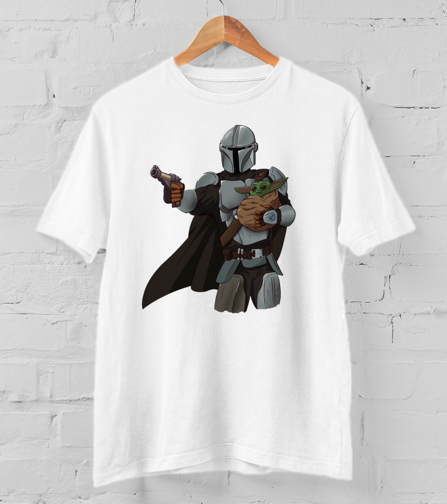 Dadalorian Star Warrior Protector With Child Alien Sidekick T-Shirt