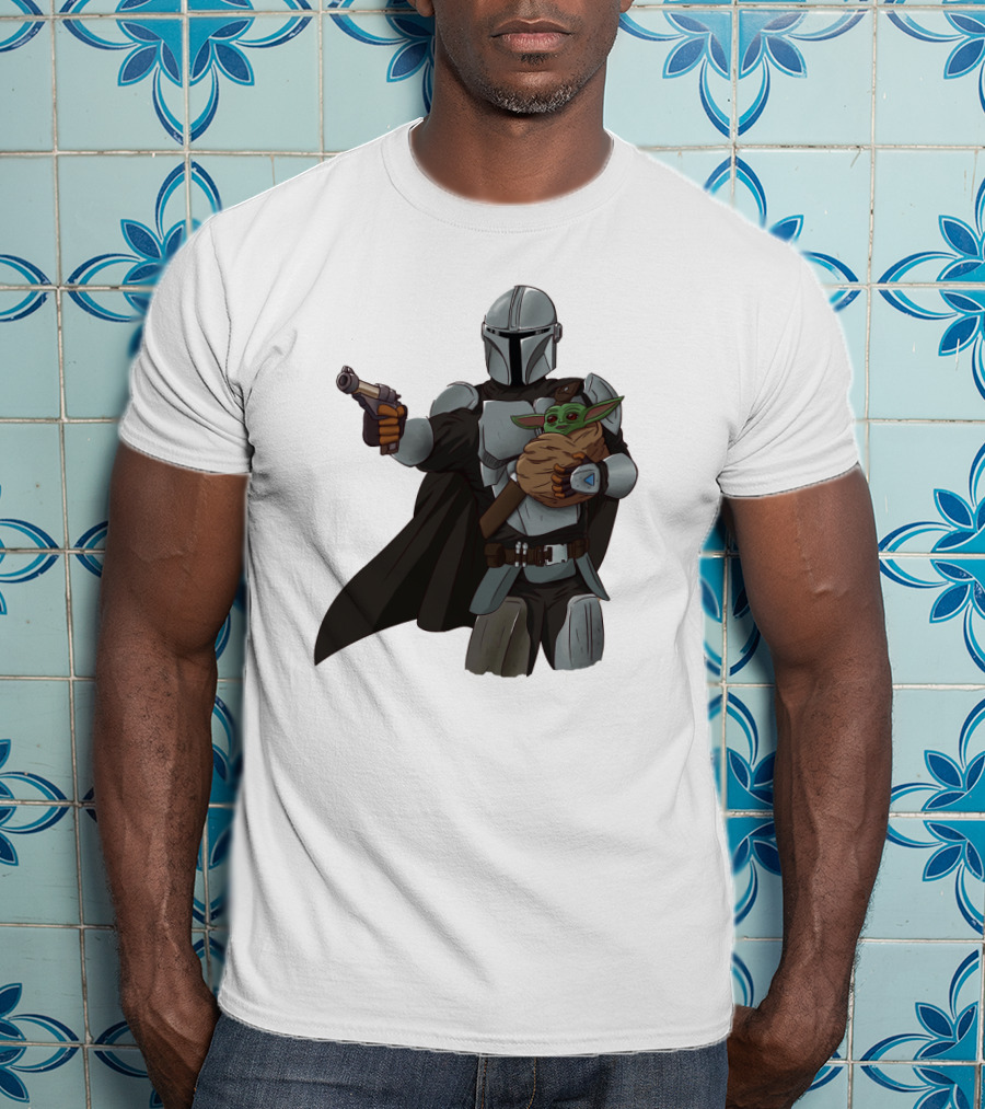 Dadalorian Star Warrior Protector With Child Alien Sidekick T-Shirt