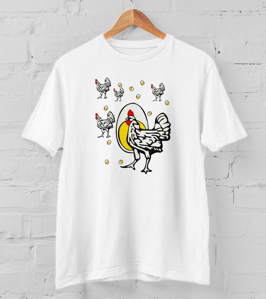 Roseanne Chicken Egg And Yellow Bubbles Motif T-Shirt