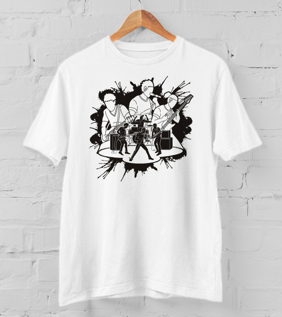 Band Performers Silhouette With Instruments And Amplifiers T-Shirt