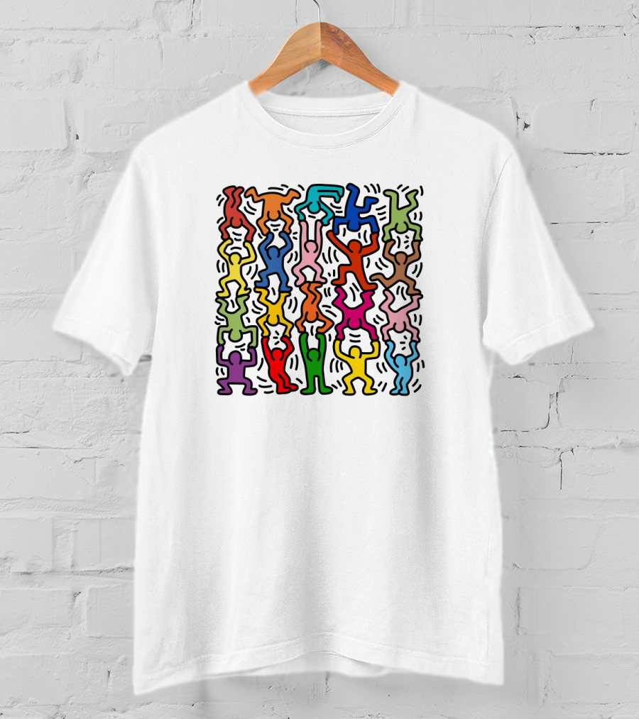 Keith Haring Multicolored Dancing Figures T-Shirt