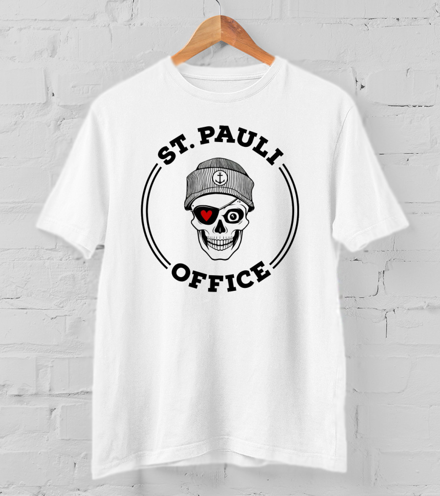 ST. PAULI OFFICE Skull With Anchor Beanie And Heart Eye Patch T-Shirt