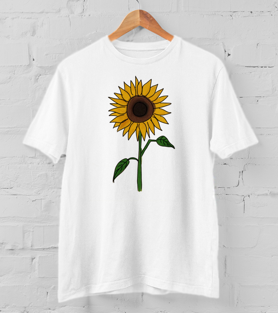 Sunflower Drawing Floral Botanical Nature T-Shirt