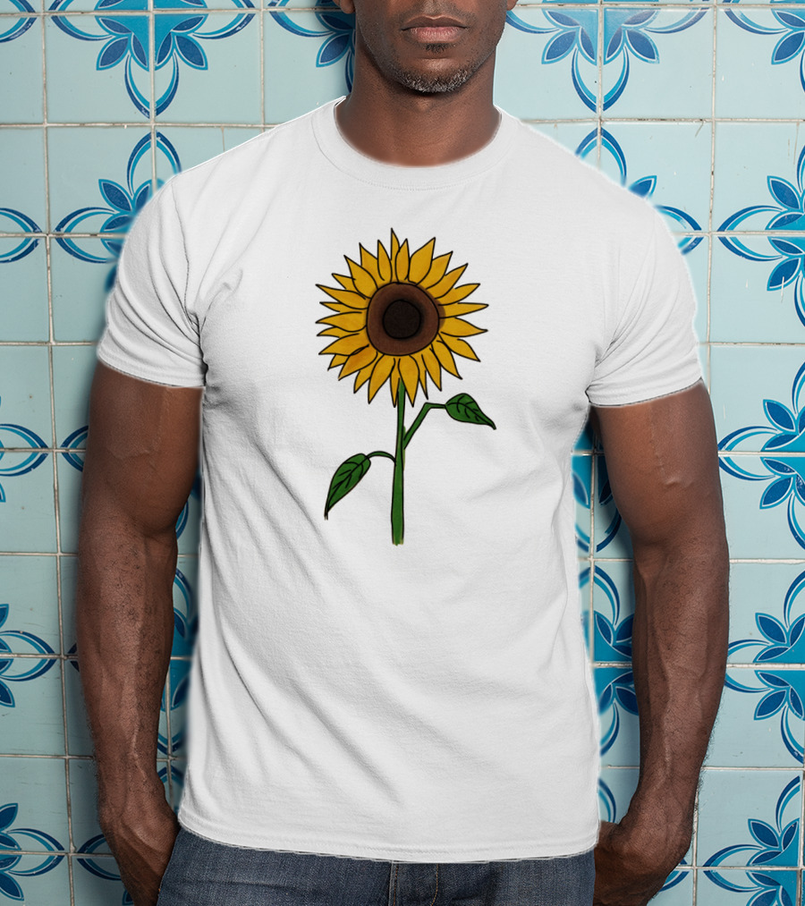 Sunflower Drawing Floral Botanical Nature T-Shirt