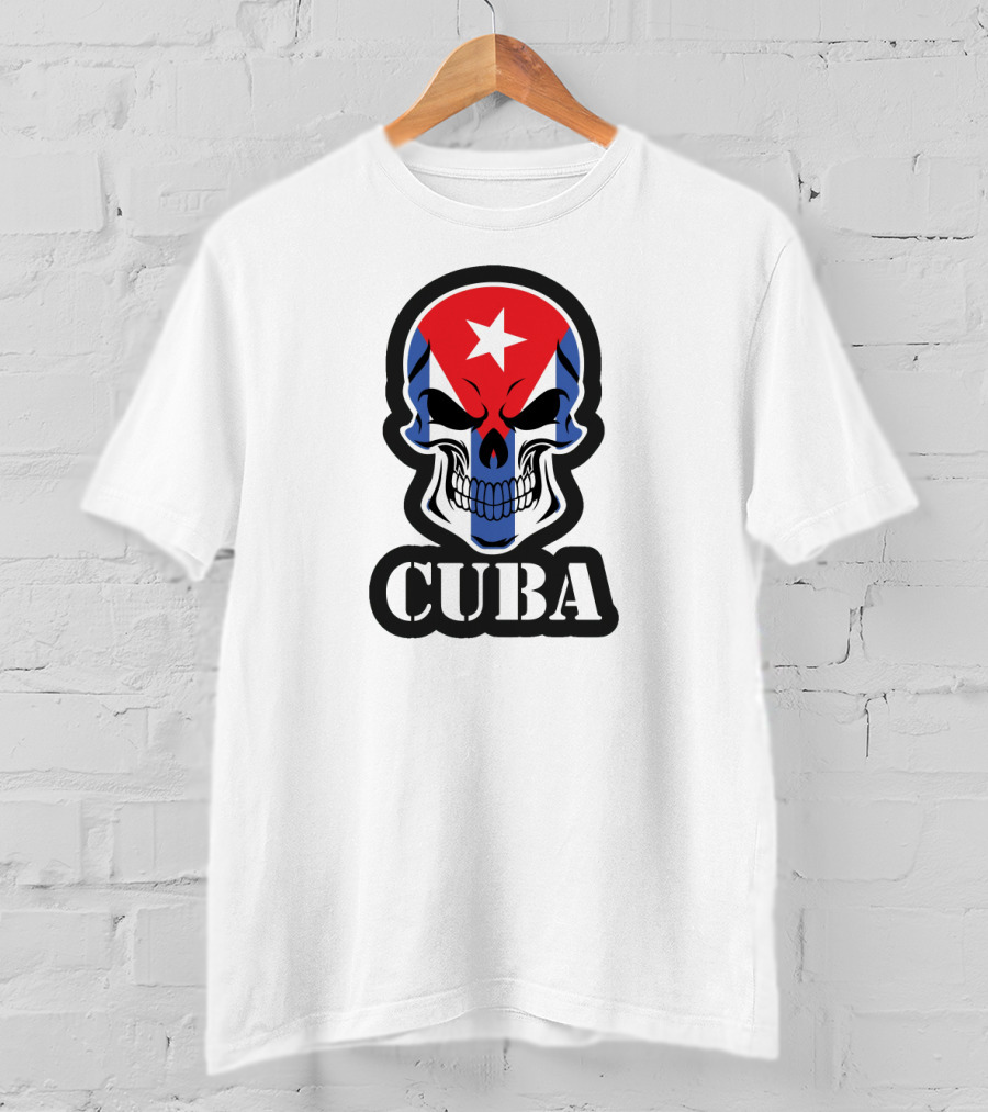 Cuba Skull With Cuban Flag And Star T-Shirt