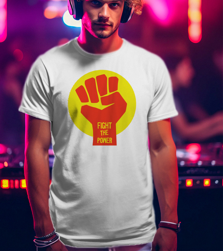 Fight The Power Fist Yellow Circle T-Shirt
