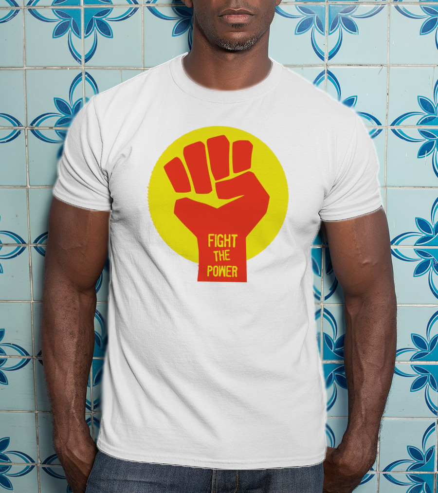 Fight The Power Fist Yellow Circle T-Shirt