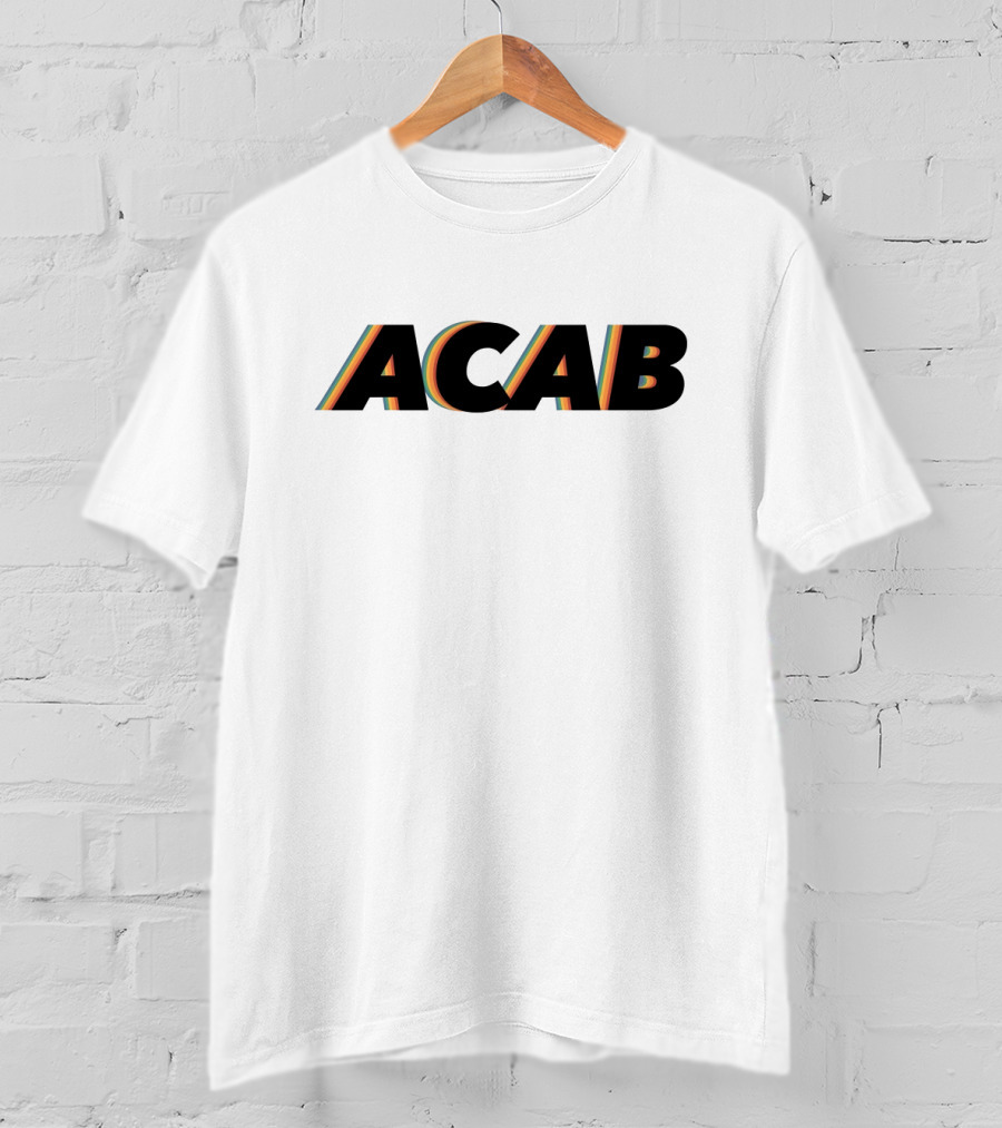 ACAB Retro Style Text With Multicolor Stripes T-Shirt