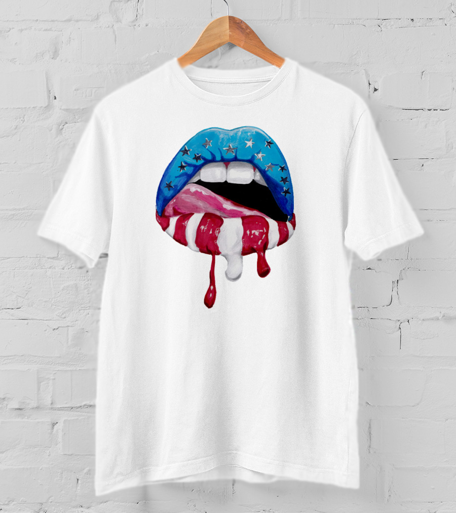 'Merica Lips Stars And Stripes USA Flag T-Shirt