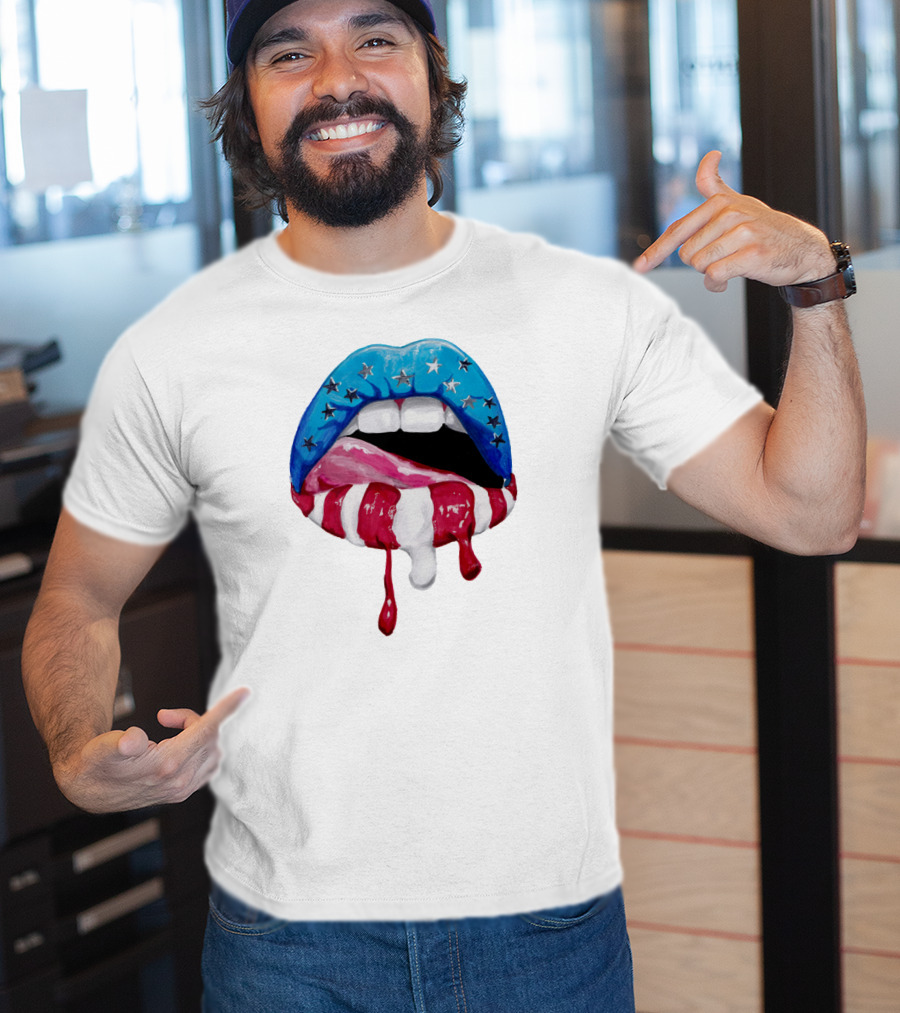 'Merica Lips Stars And Stripes USA Flag T-Shirt