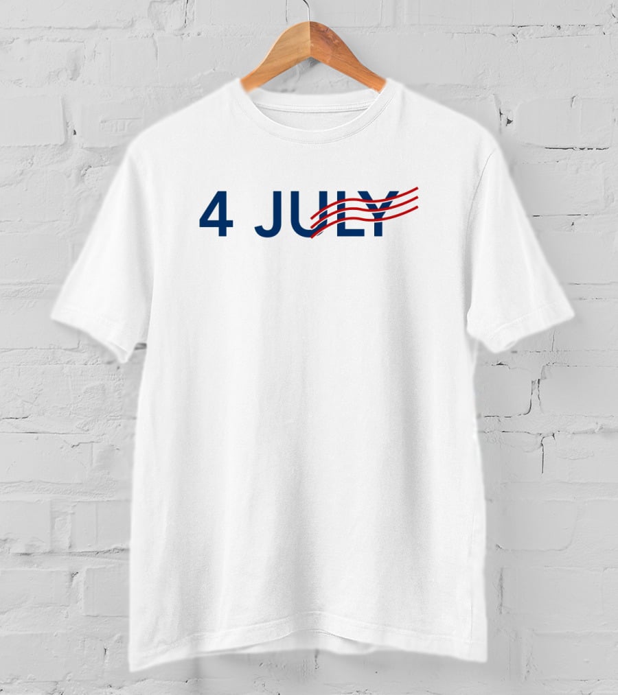 4 July With Red Stripes Patriotic T-Shirt