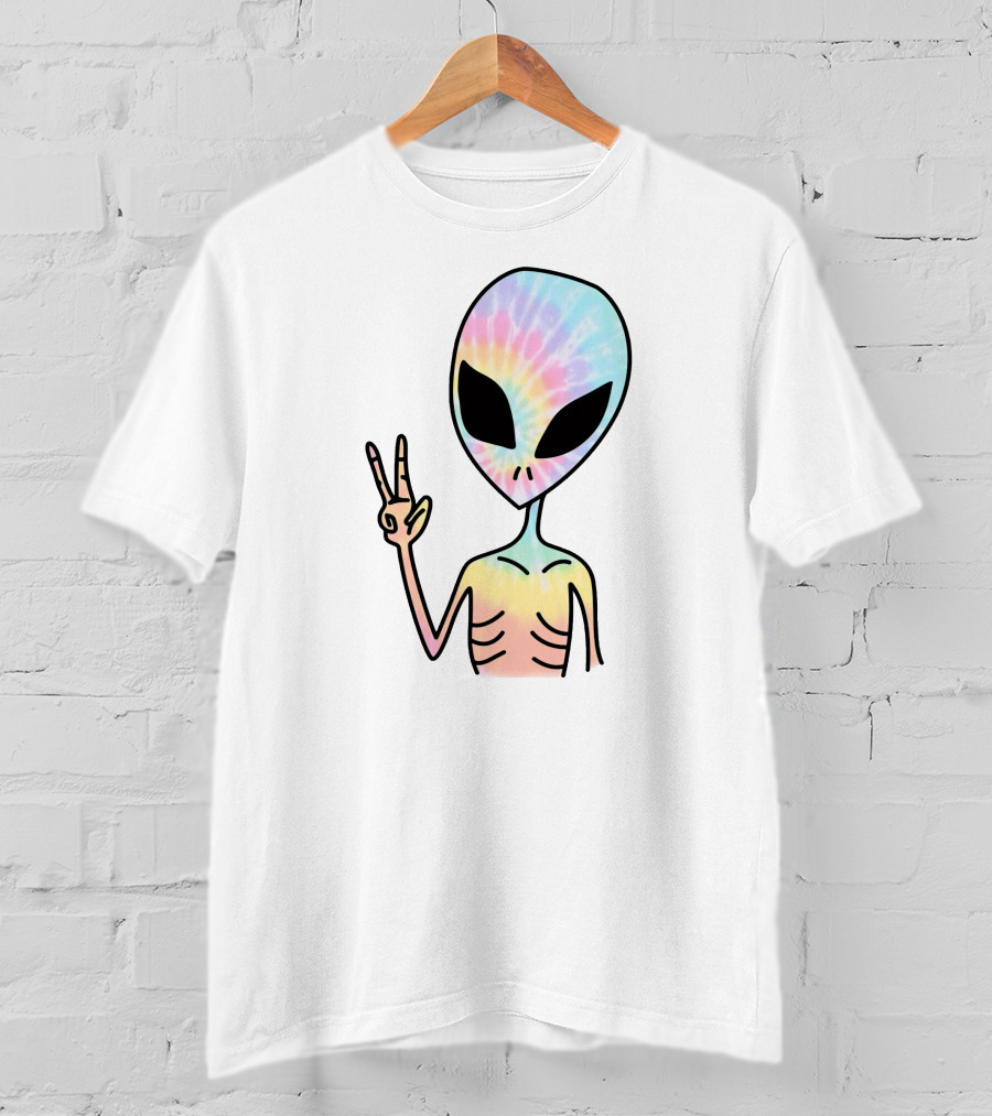 Peace Sign Tie Dye Alien T-Shirt