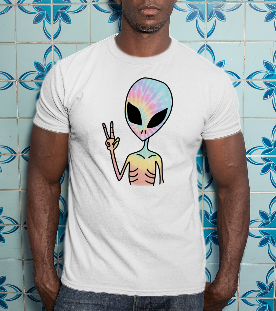 Peace Sign Tie Dye Alien T-Shirt