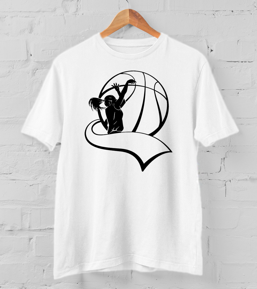Girls Basketball Player Shooting With Large Basketball T-Shirt