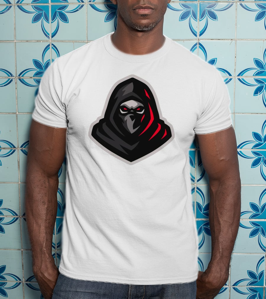 Hooded Black And Red Cloaked Figure With Stealthy Expression T-Shirt