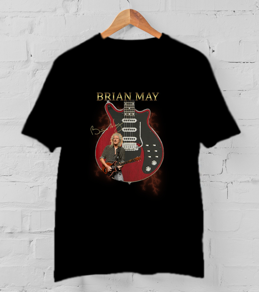 BRIAN MAY Signature Guitar Photo Red Special Electric Guitar Image T-Shirt