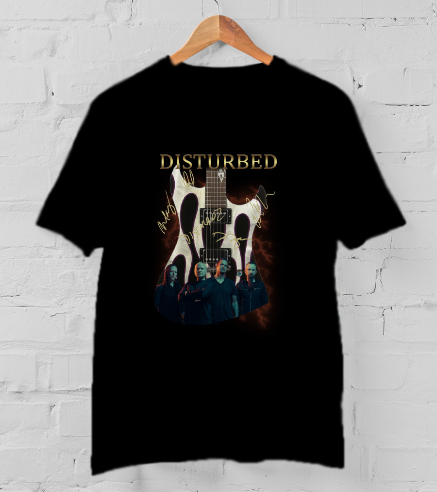 Disturbed Signature Guitar With Band Members T-Shirt