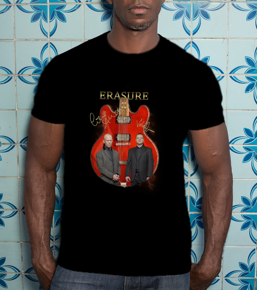 ERASURE Red Guitar Duo Autograph T-Shirt