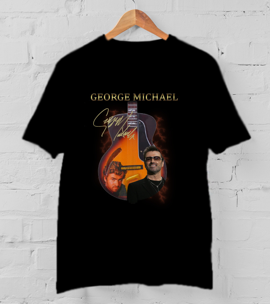 George Michael Signature Guitar Collage T-Shirt