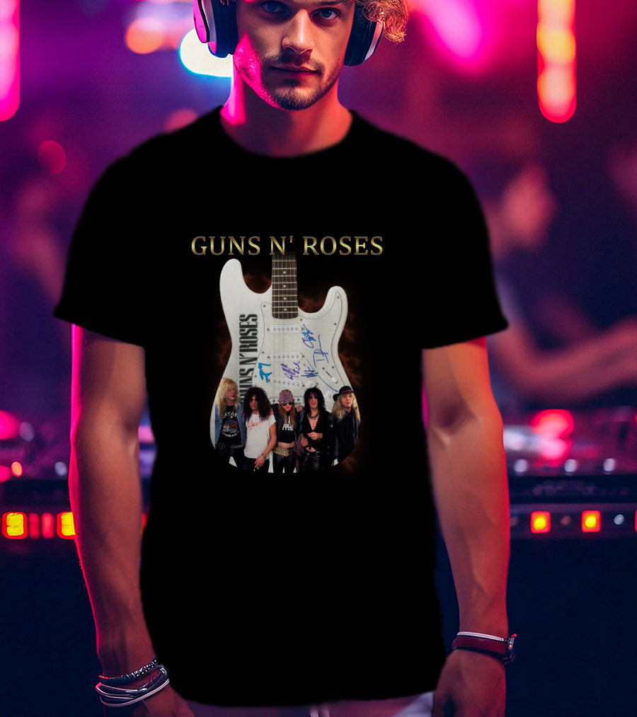 Guns N' Roses Guitar With Band Members T-Shirt