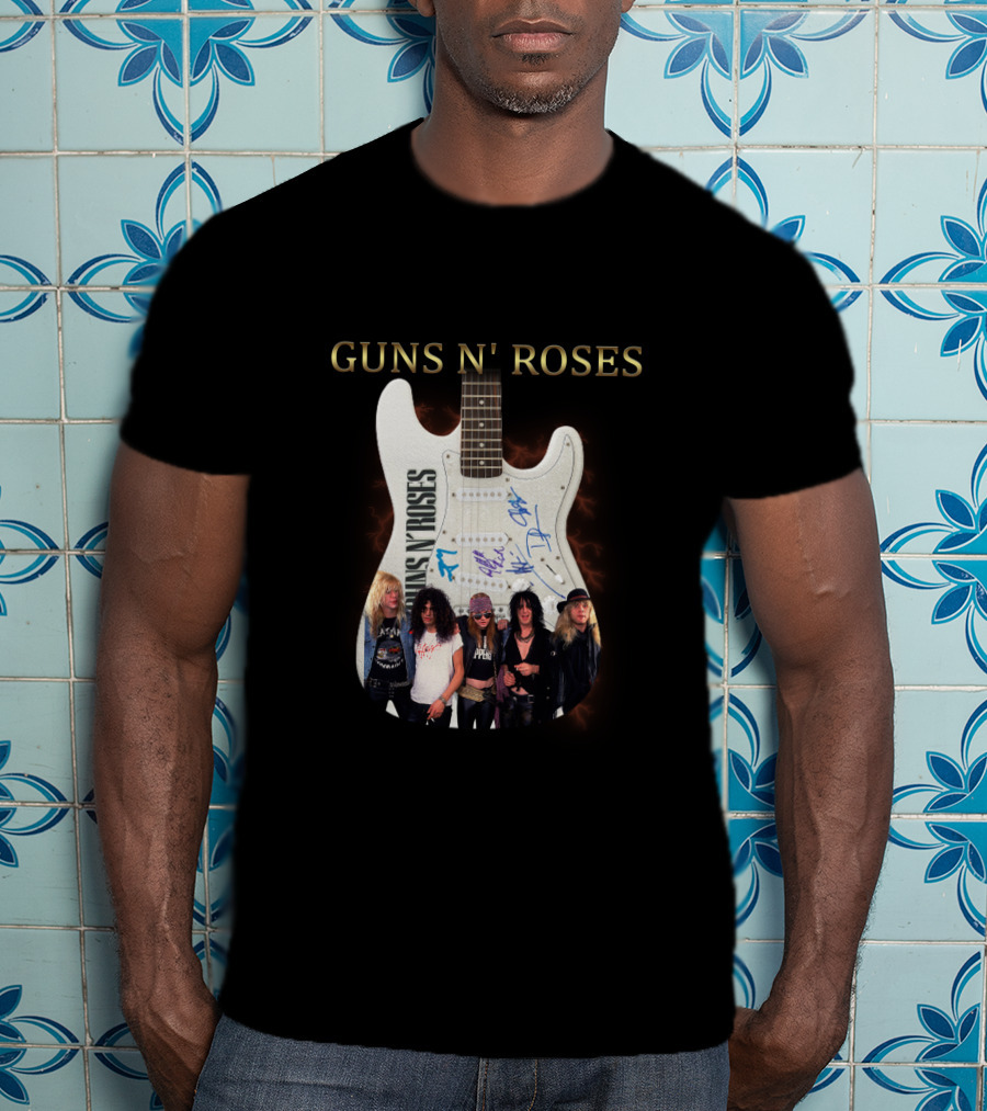 Guns N' Roses Guitar With Band Members T-Shirt