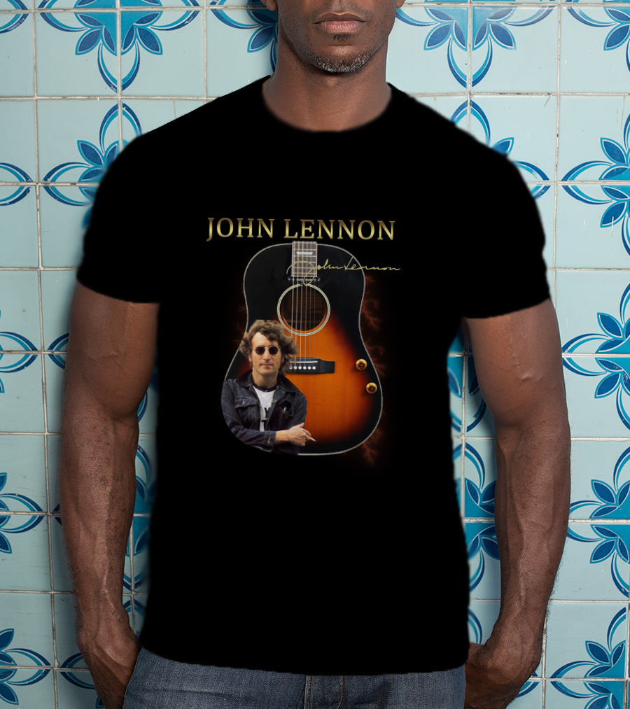 John Lennon Signature Acoustic Guitar T-Shirt