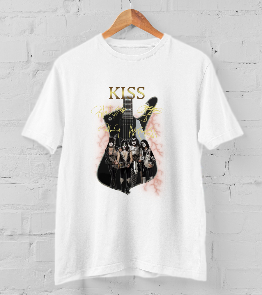 Kiss Electric Guitar With Band Members T-Shirt