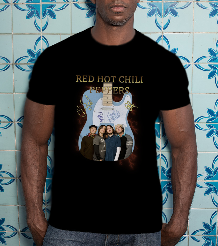 Red Hot Chili Peppers Guitar Signature Group Photo T-Shirt