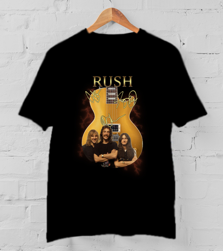 Rush Signature Guitar With Band Members And Autographs T-Shirt