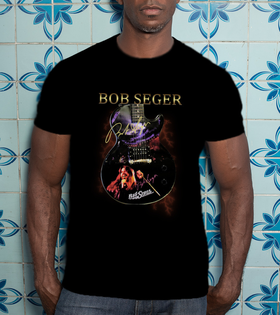 BOB SEGER Guitar Image With Photo T-Shirt