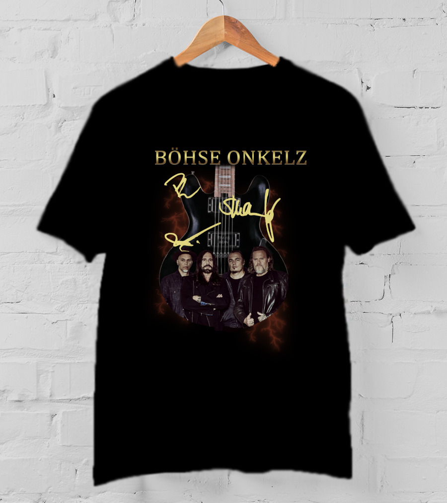 Böhse Onkelz Band Signature Group Guitar Image T-Shirt