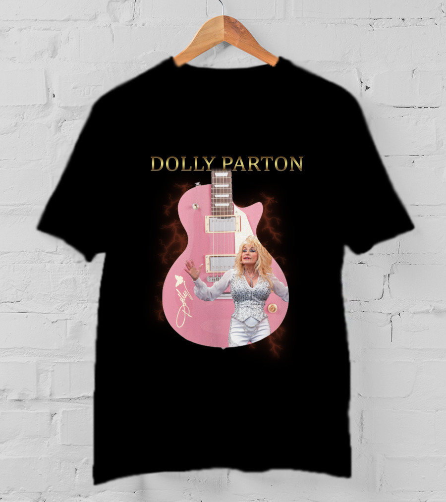 Dolly Parton Pink Guitar Signature T-Shirt