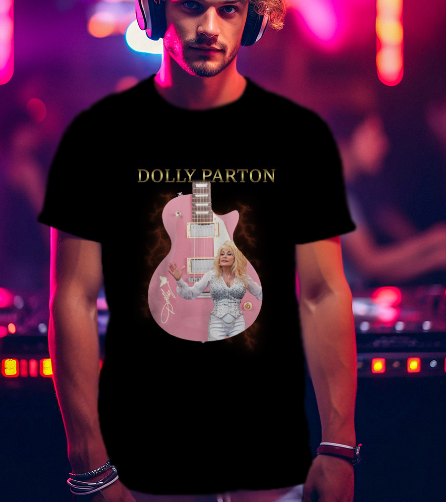 Dolly Parton Pink Guitar Signature T-Shirt