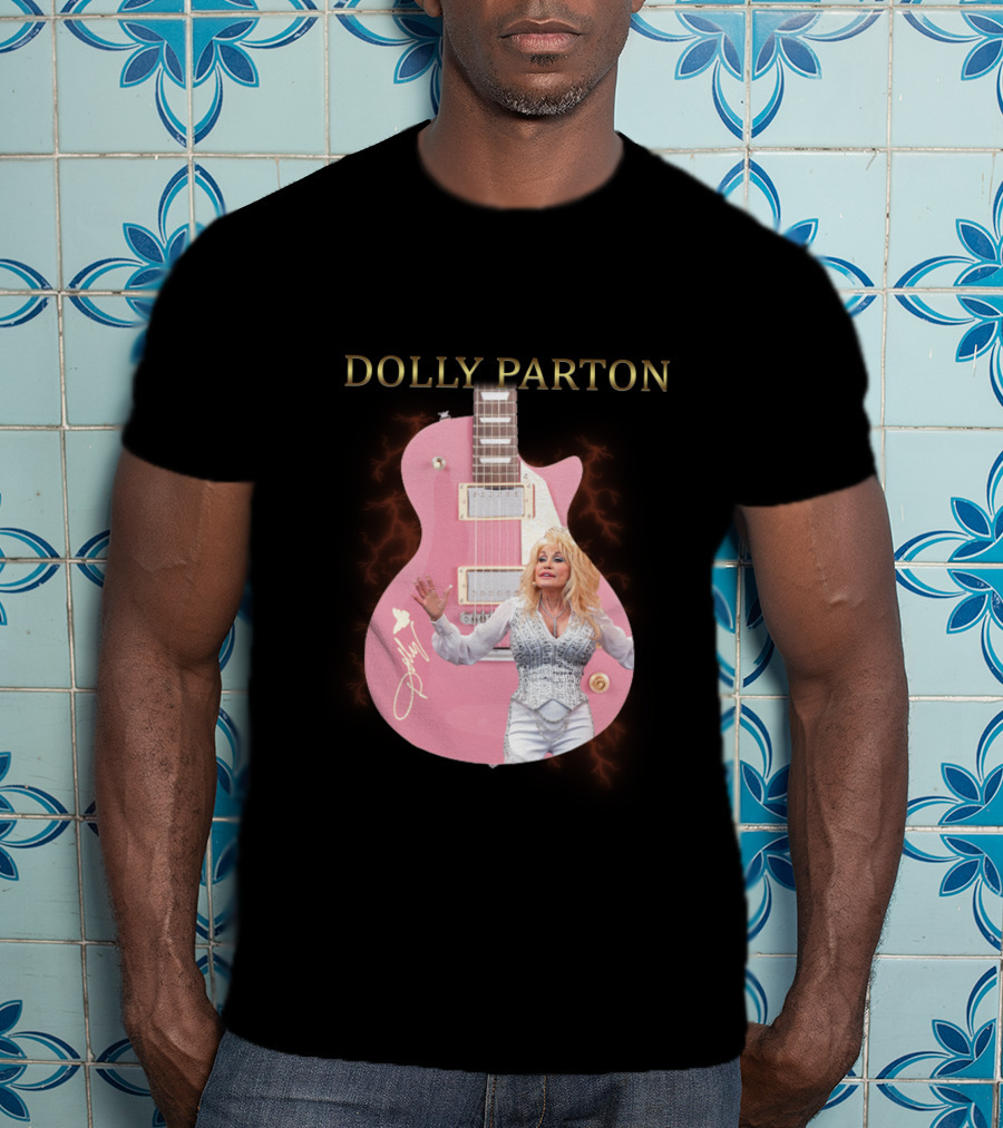 Dolly Parton Pink Guitar Signature T-Shirt