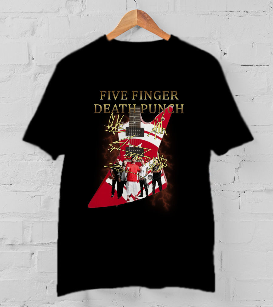 Five Finger Death Punch Signature Guitar Band Autograph T-Shirt