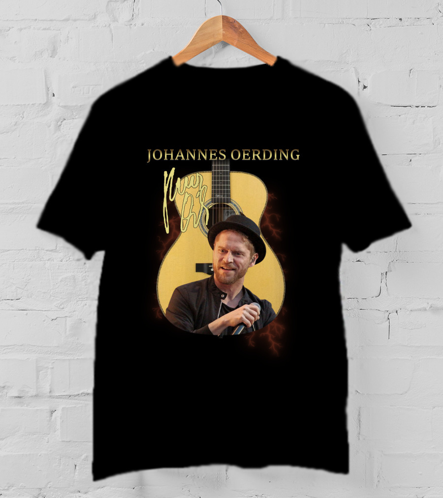 Johannes Oerding Signature Guitar With Lightning And Performance T-Shirt