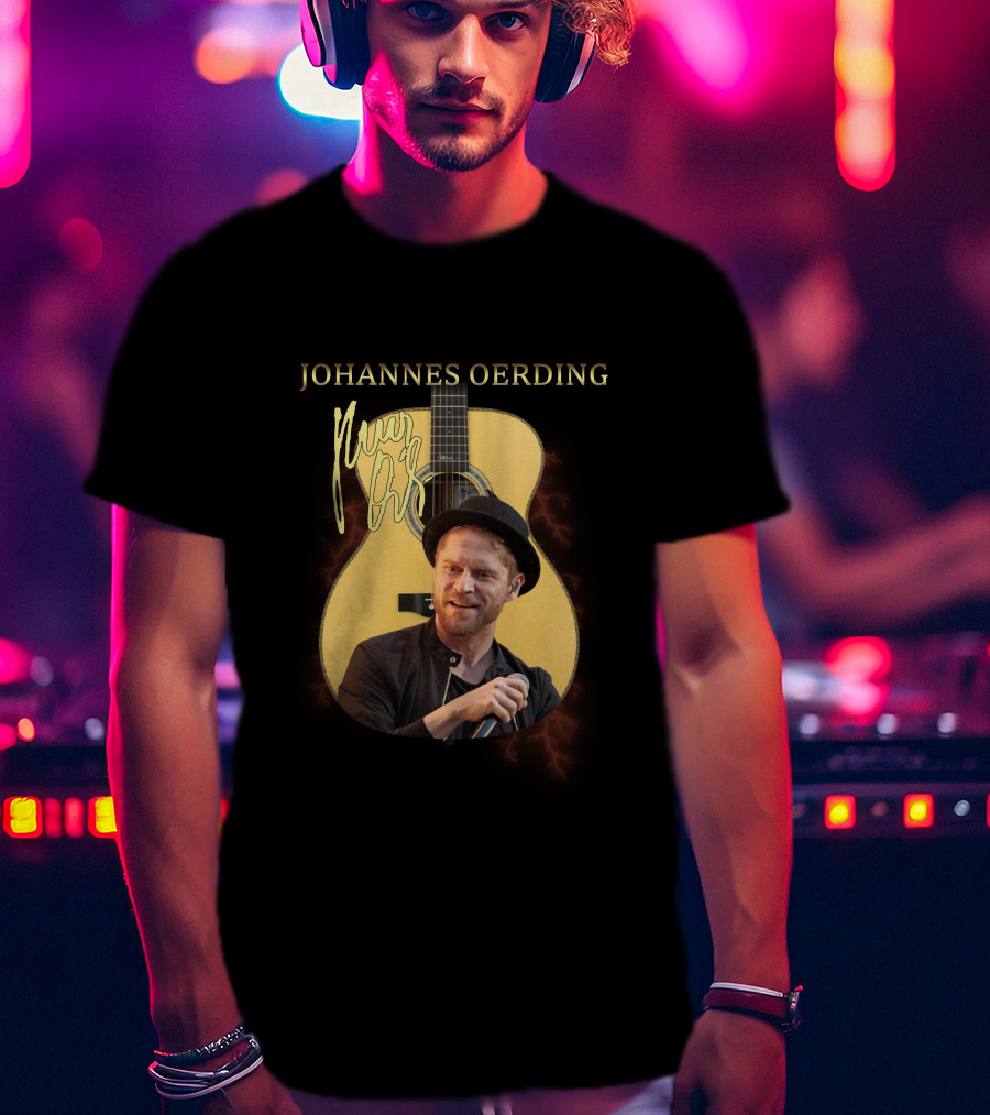Johannes Oerding Signature Guitar With Lightning And Performance T-Shirt