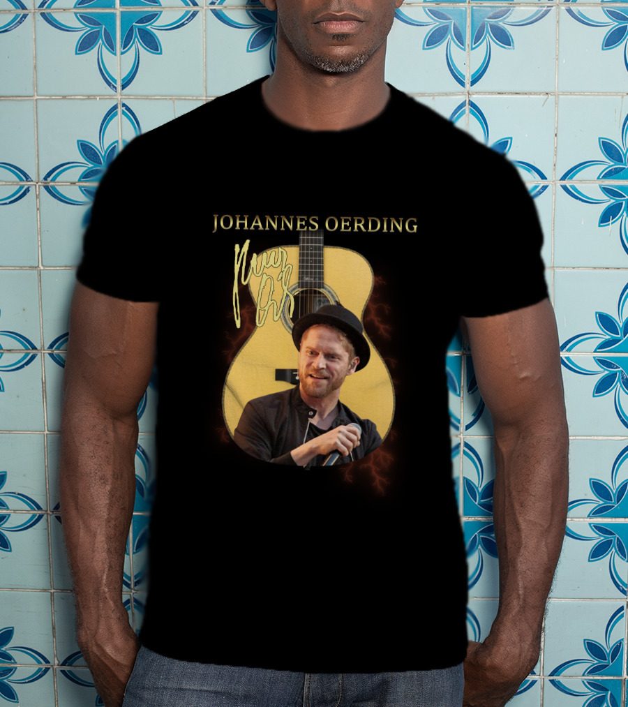 Johannes Oerding Signature Guitar With Lightning And Performance T-Shirt